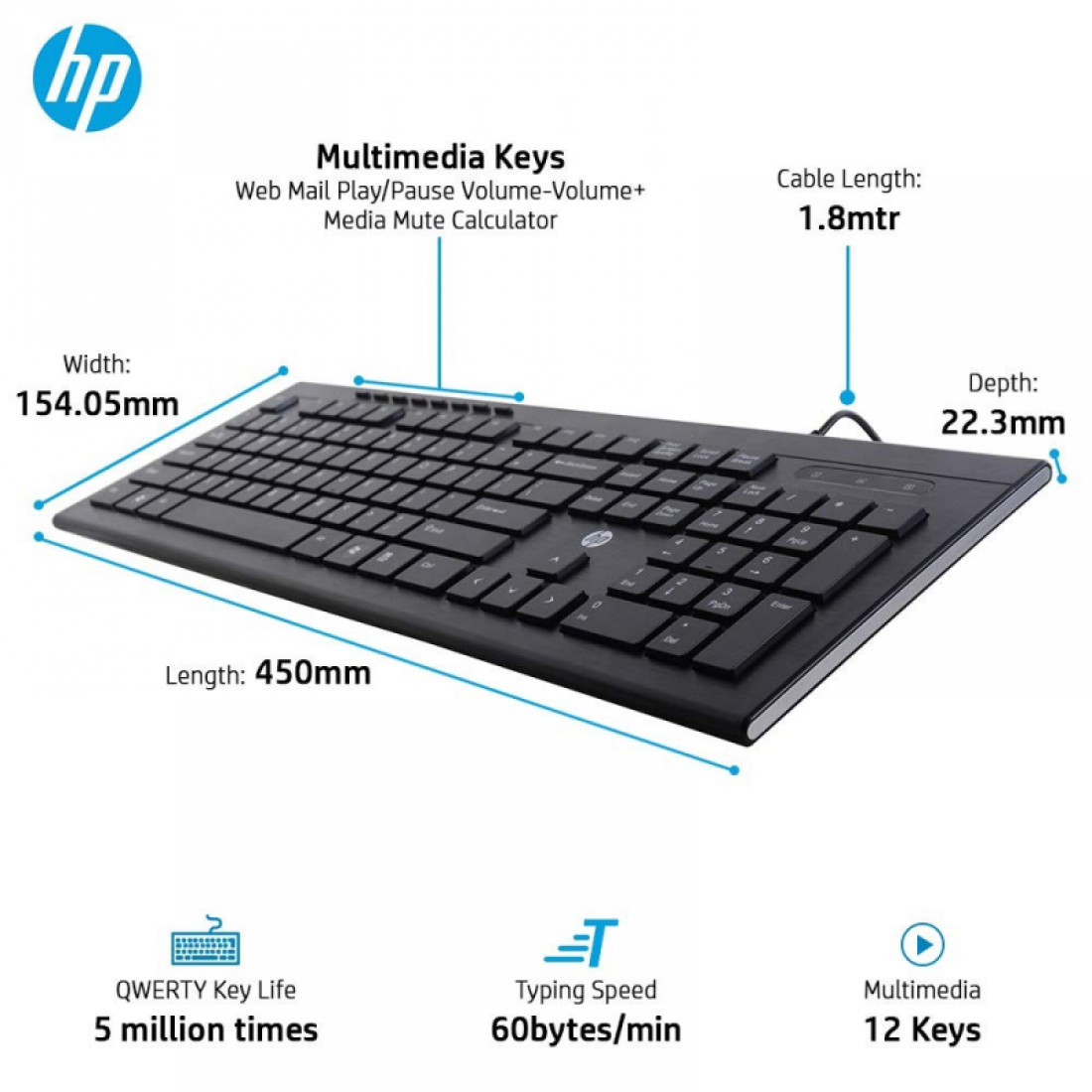 Accessories HP Black USB Wired Keyboard Mouse Combo